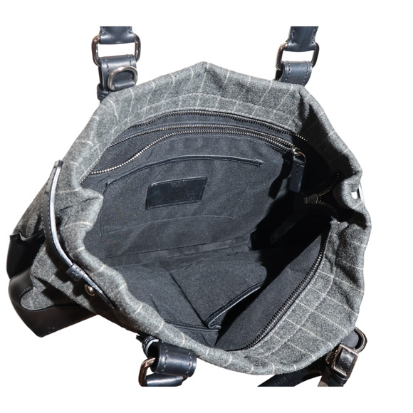 TUMI Chatham East West Satchel Bag Gray Pinstripe Wool & Leather MSRP $495 Italy - Picture 10 of 16